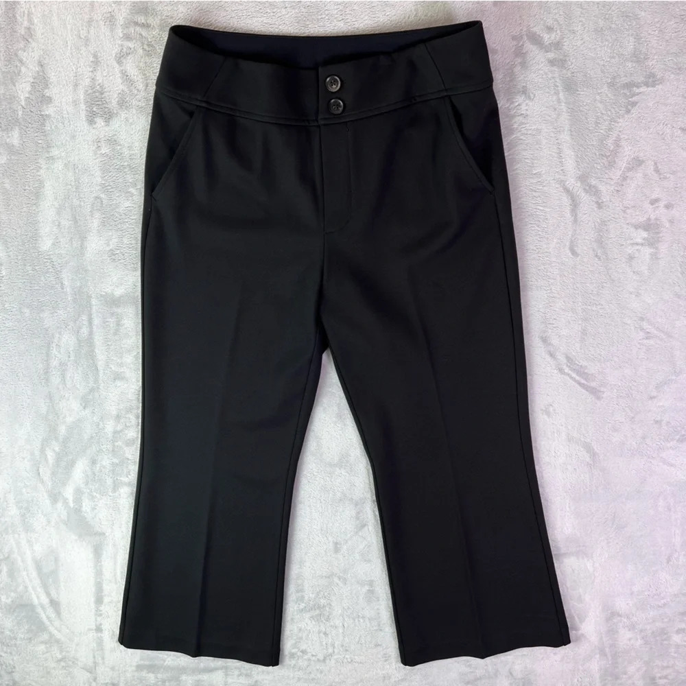 Soft Surroundings Cropped Black Pants Medium Faux Pockets Comfort Stretch